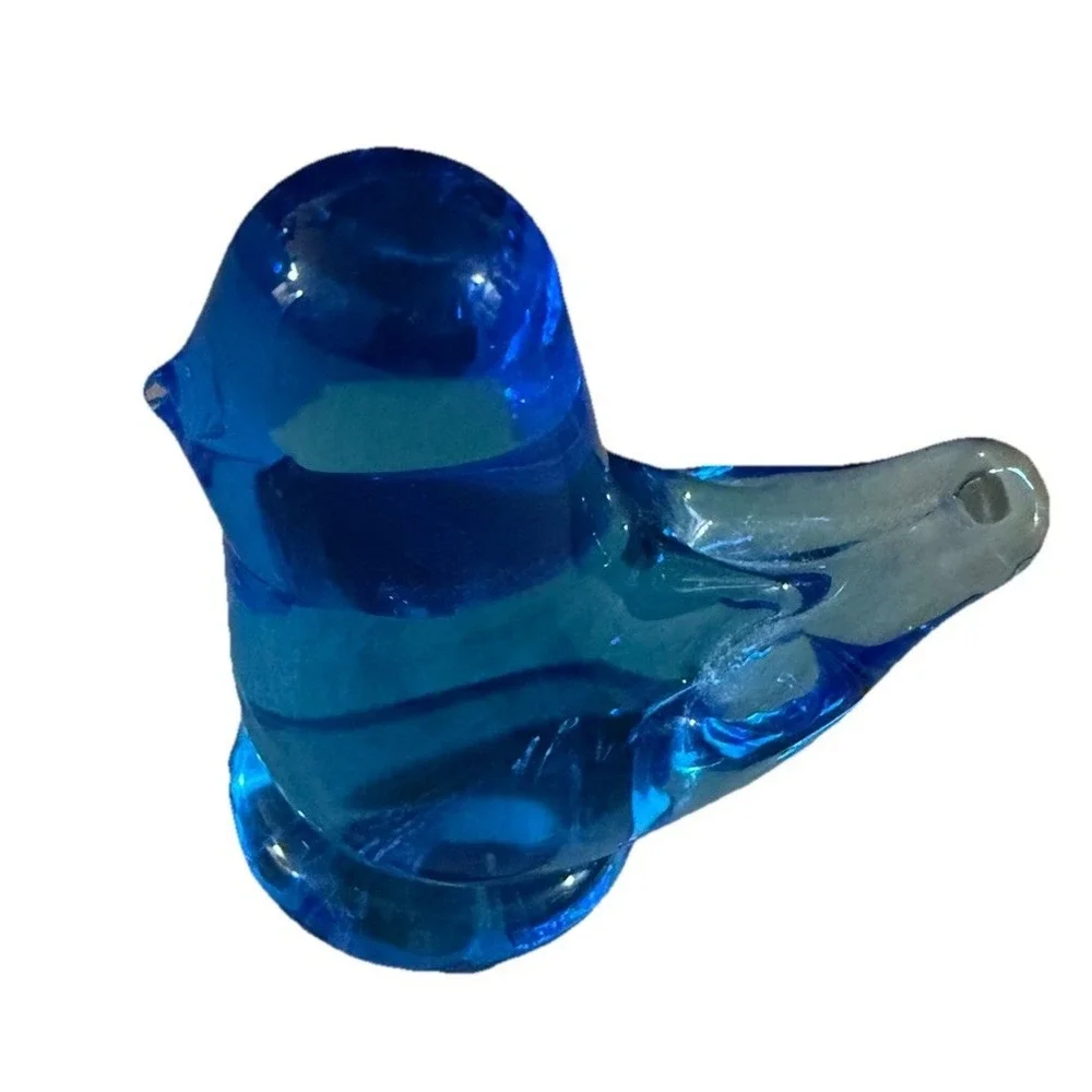 Vintage Signed Cobalt Blue Glass Bird Bluebird of Happiness 1993